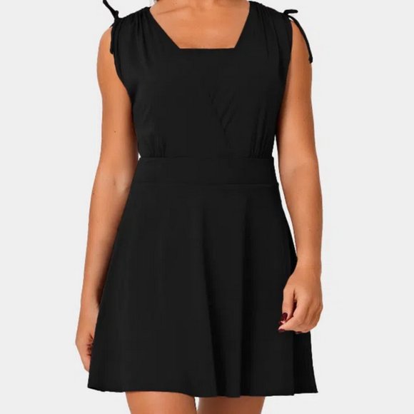 Halara Black Low Cut V-Neck Ruched Shoulder Mini Dress Size XS - Picture 9 of 11